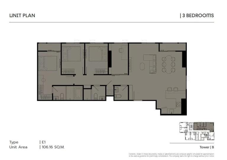 COBE Ratchada-Rama 9 M04278 3 ห้องนอน 106.6ตร.ม.